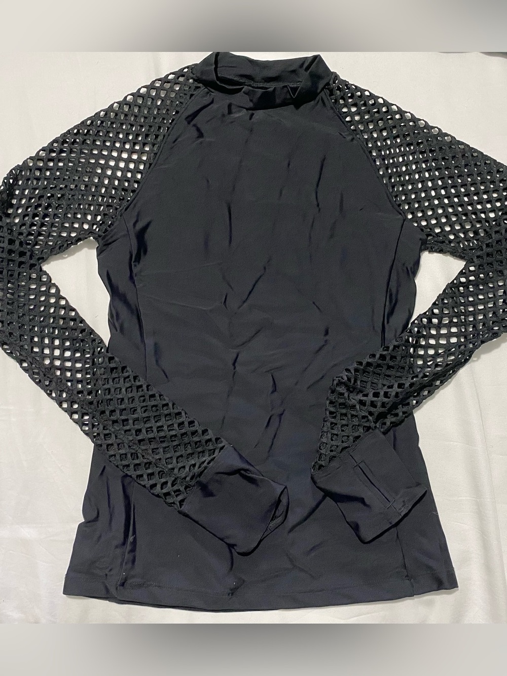 Forever 21 Black Long Sleeve Swim Tee with Mesh Sleeves
